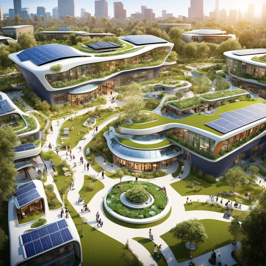 Eco-Friendly Campus with Hydroponic Farms and AI Classroom