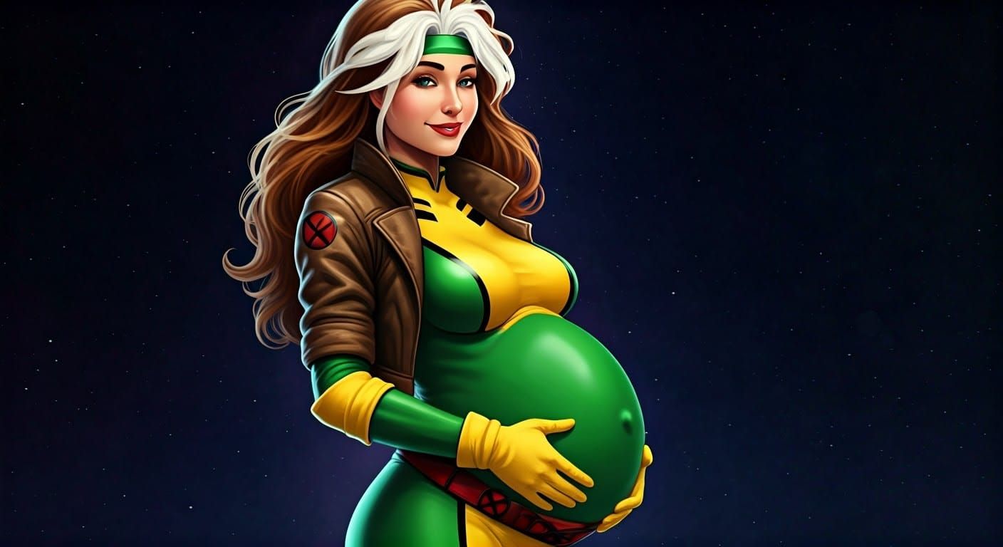 Pregnant Rogue: Comic Book Art with Holographic Effect