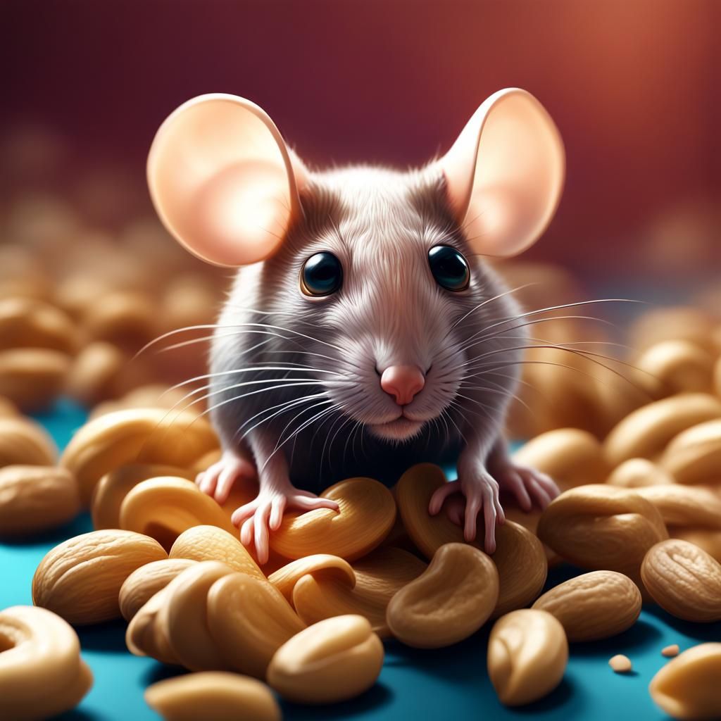 Hyperrealistic Cashew Mouse Splash Art