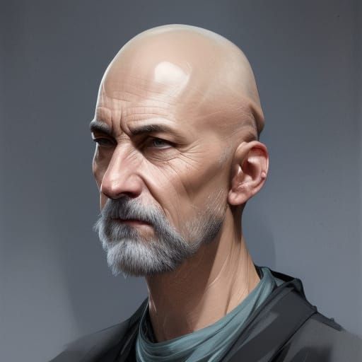 Detailed Portrait of a Handsome Man with Gray Hair