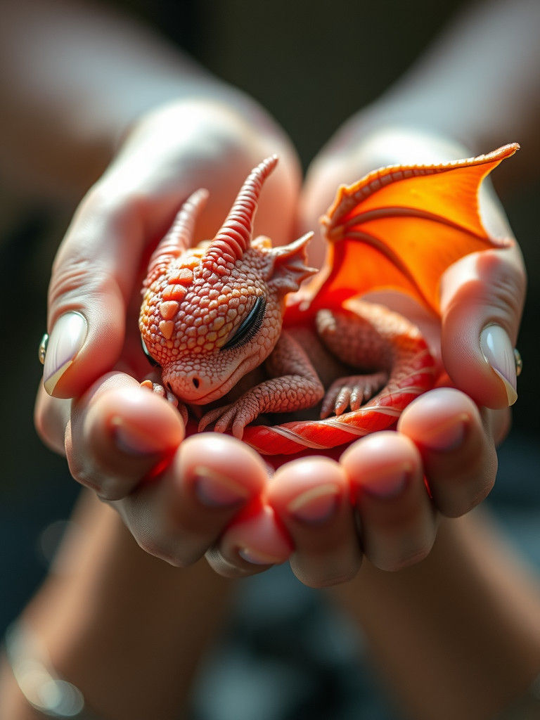 Enchanted Baby Dragon Slumbers in Ethereal Glow