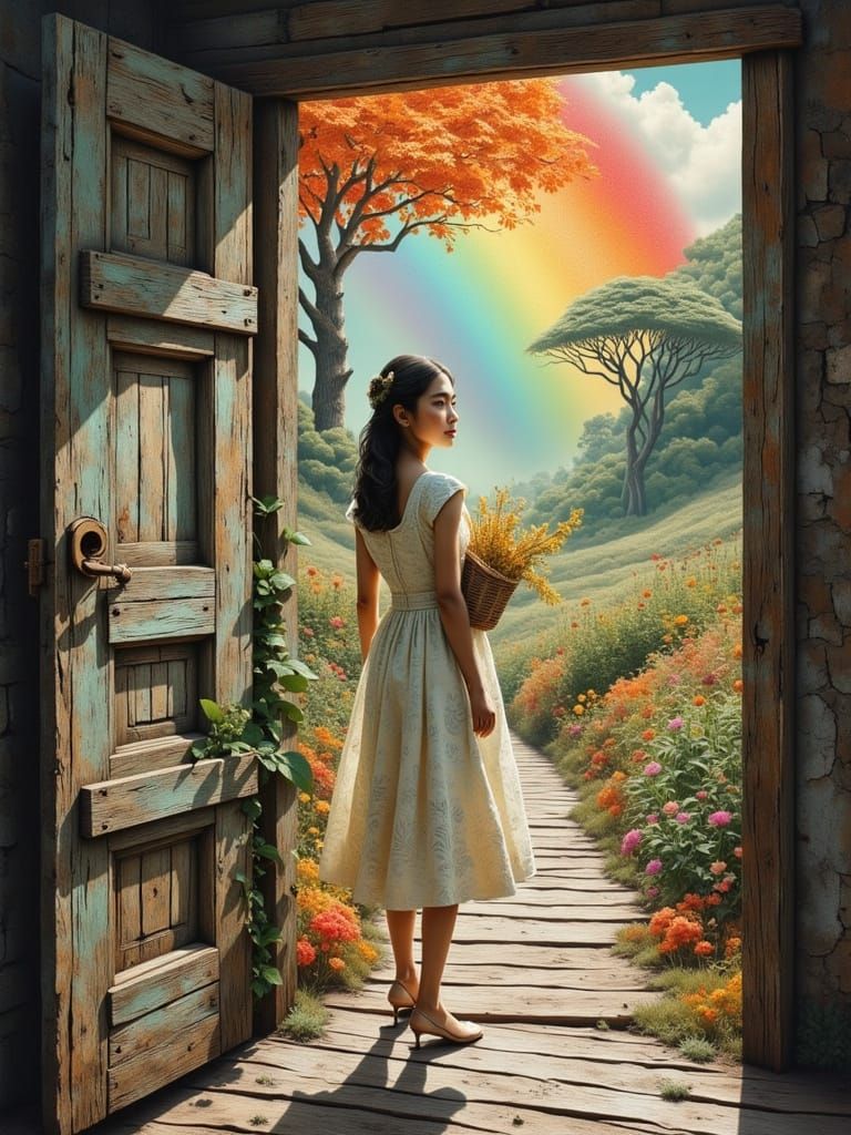 A Young Girl in a Dreamy White Gown Enters a Vibrant, Enchan...