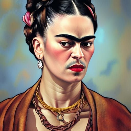 Frida Kahlo Style Self-Portrait with Dynamic Lighting