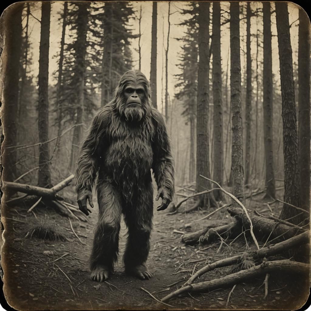 Vintage Tintype Photo of Bigfoot