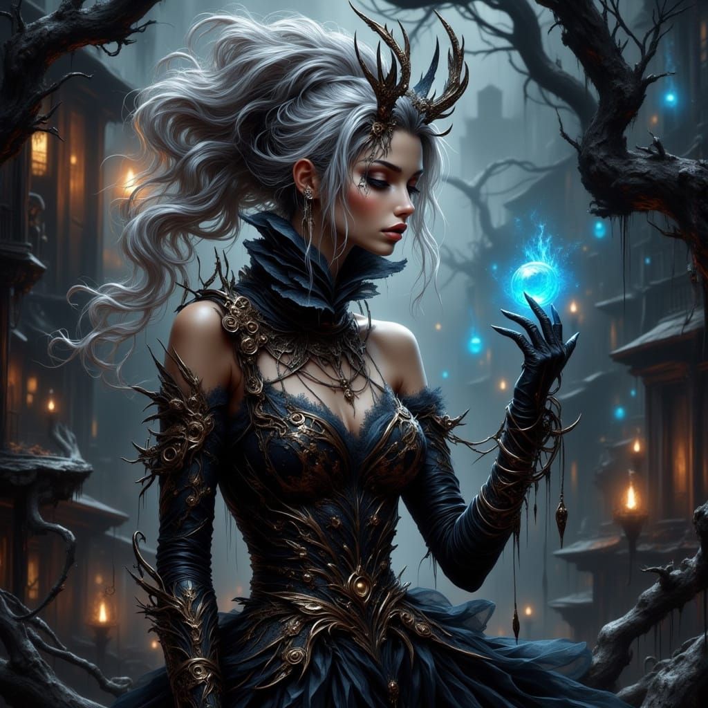 Ethereal Macabre Fairy with Neon Accents