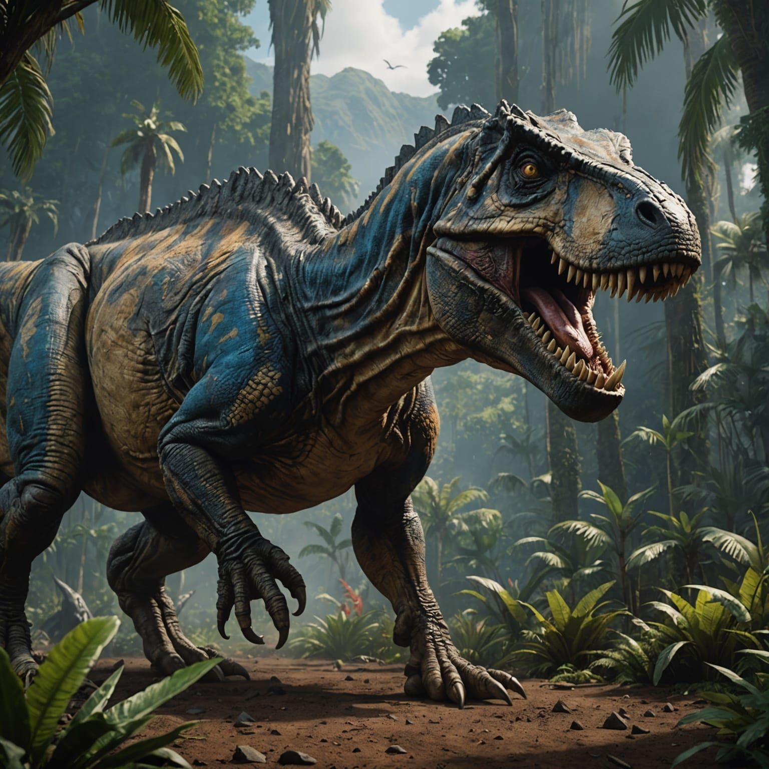 T-Rex in Jurassic World: Detailed Matte Painting