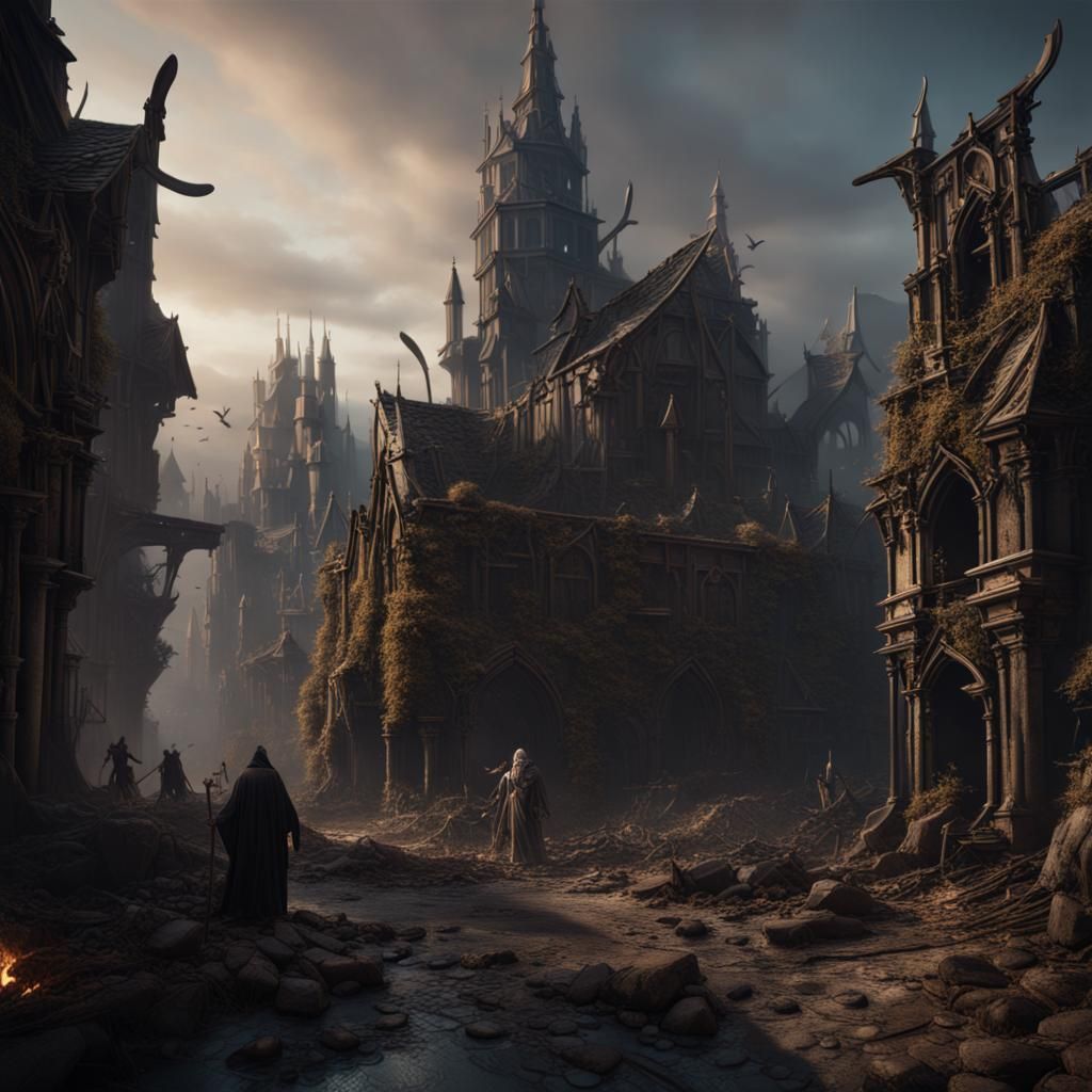 Black Plague: Detailed Matte Painting in Deep Color
