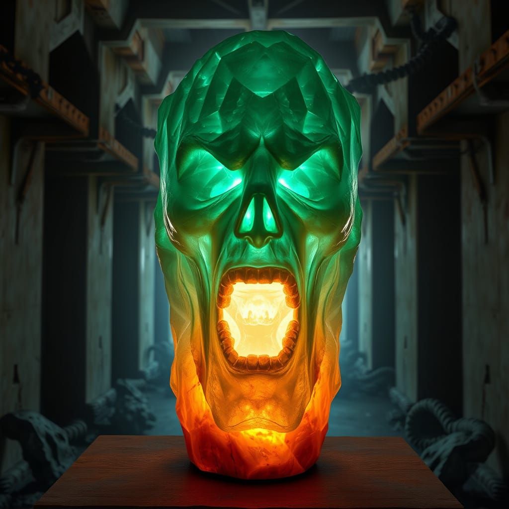 Eerie Himalayan Salt Lamp Sculpture in Brutalist Landscape