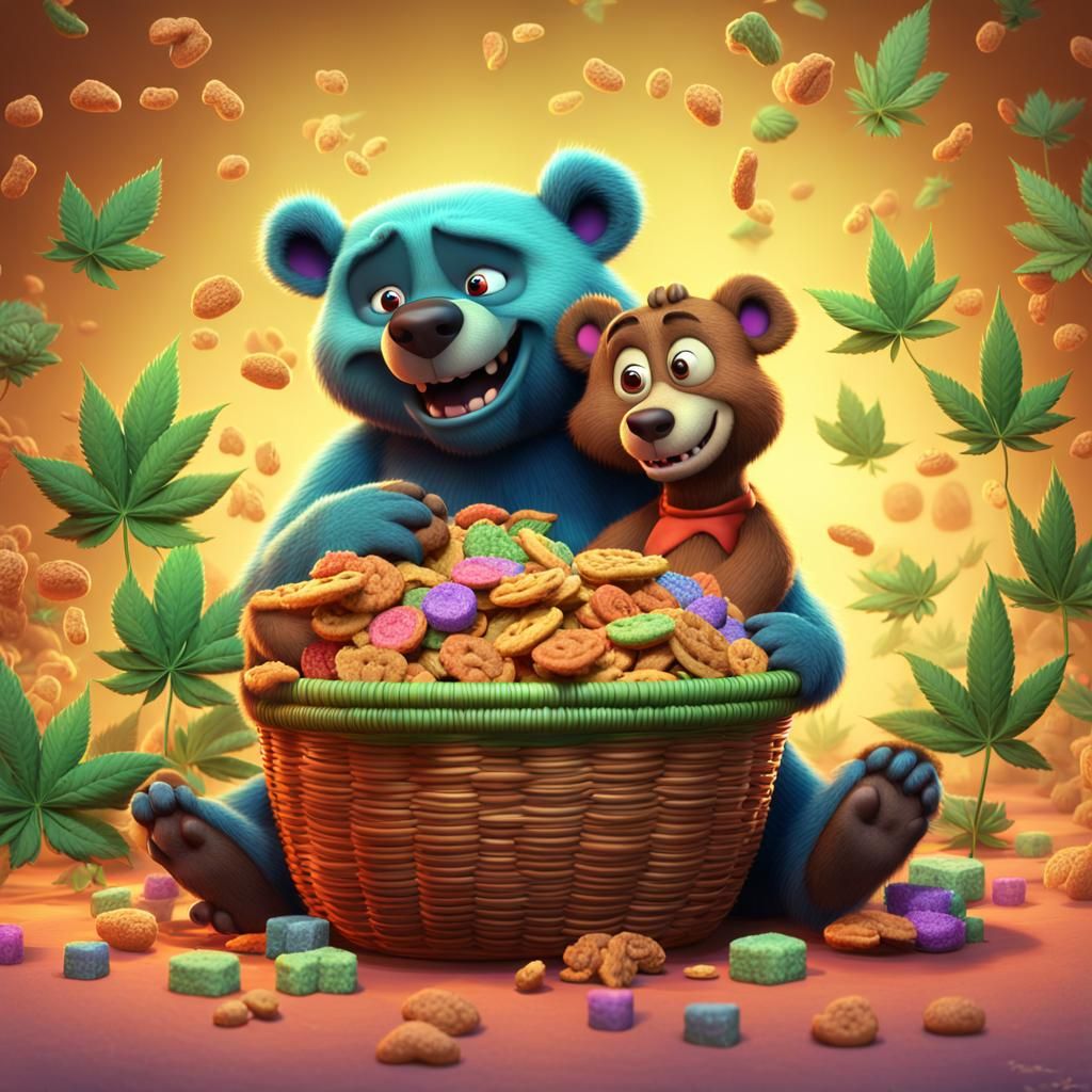 Yogi and Boo Boo Bear Sharing Picnic, 3D Art