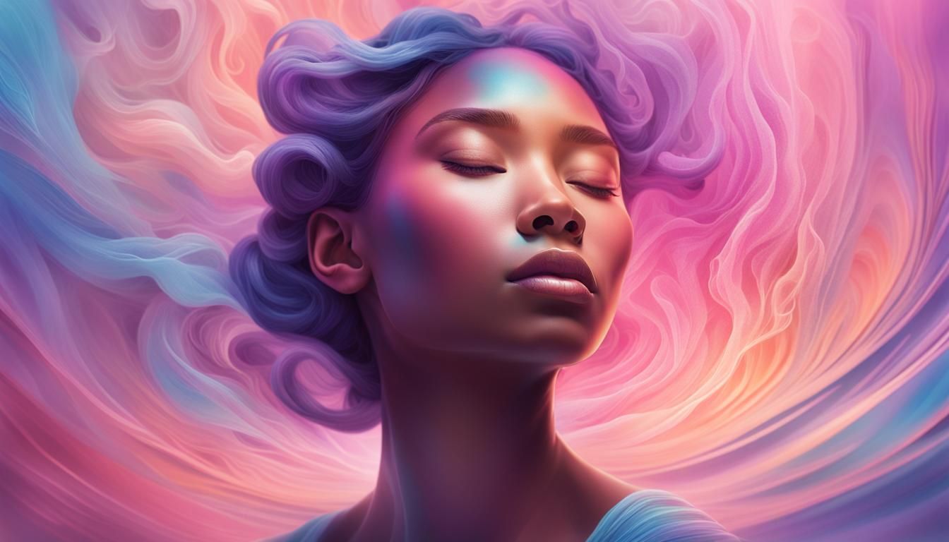 Serene Face with Music Aura in Hyperrealistic Style