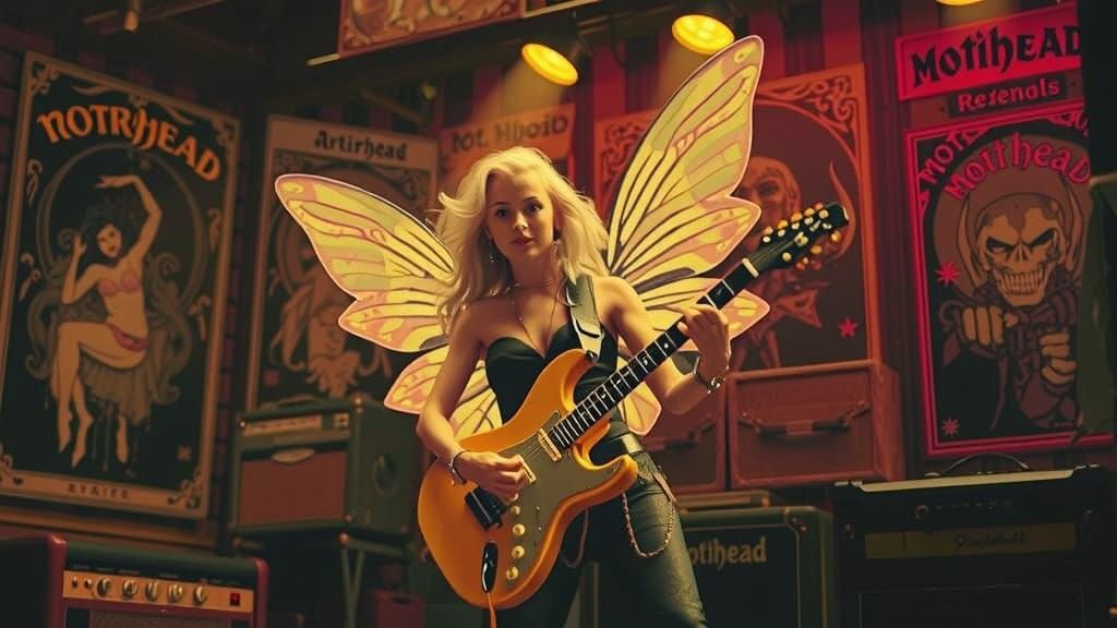 Steampunk Fairy Plays Guitar in Miniature Dollhouse