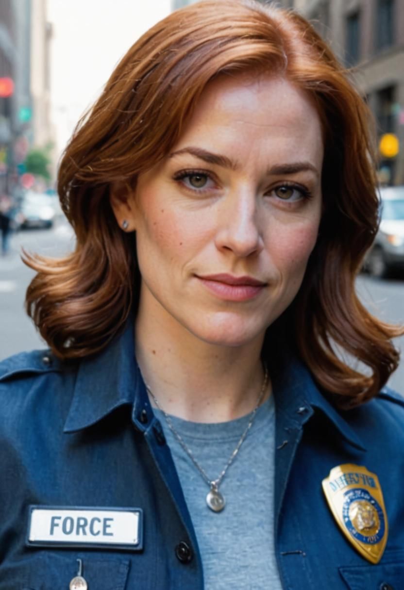 Detective Holding Badge on City Street