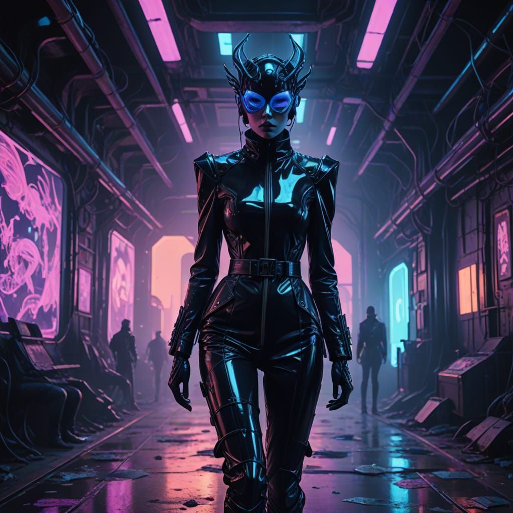 Monstrous Model Struts High-Fashion Runway in Cyber-Gothic S...