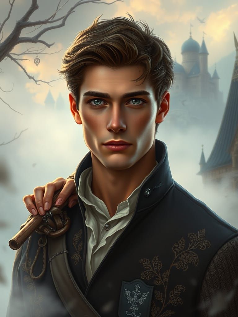 Ethereal Portrait of a Handsome Duke in Fantasy Landscape