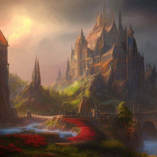 Fantastical Castle Matte Painting in Deep Color