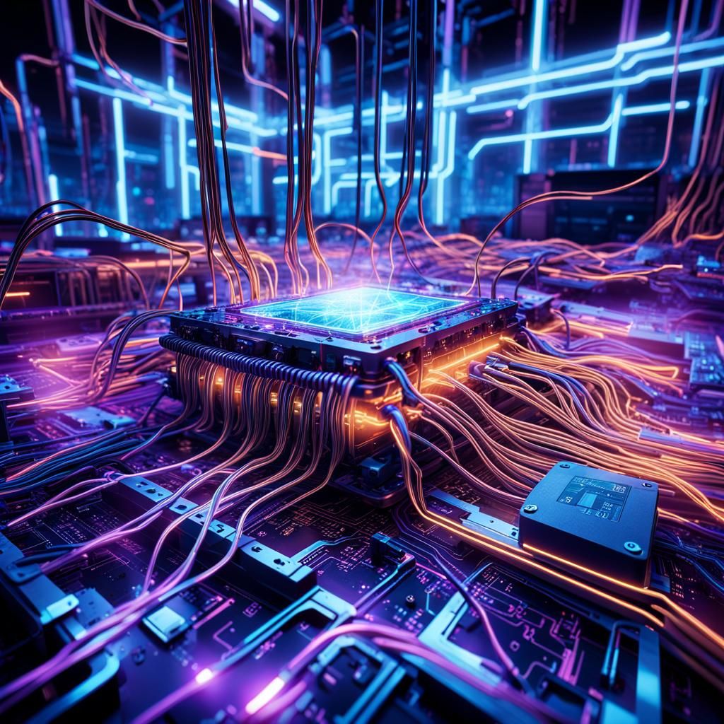 Sci-Fi Electrical Currents in a Futuristic Lab