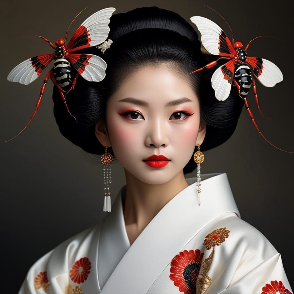 Elegant Geisha Portrait in Yin-Yang Oils