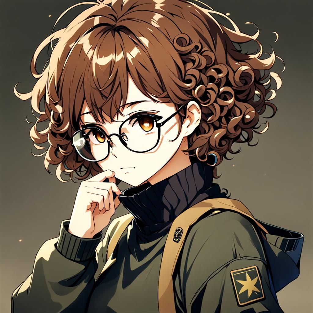 Anime Style Girl with Army Pullover