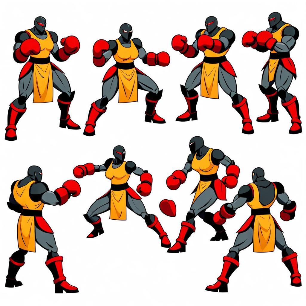 Female Golem Robot Boxing Animation Sheet
