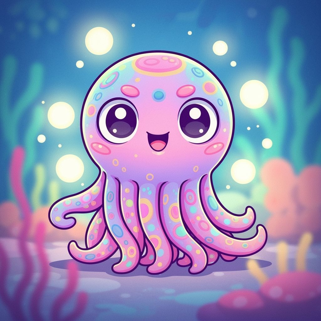 Cute Tentacle Creature in Takashi Murakami Style