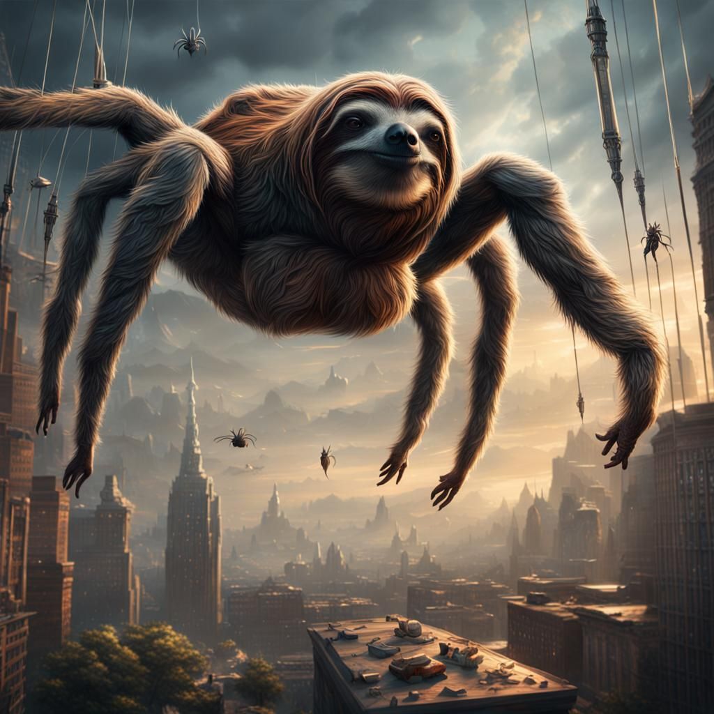 Epic Spider Sloth Digital Matte Painting
