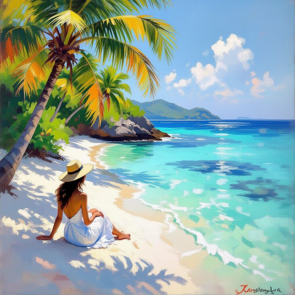 Tropical Cove Serenity: An Impressionistic Vision