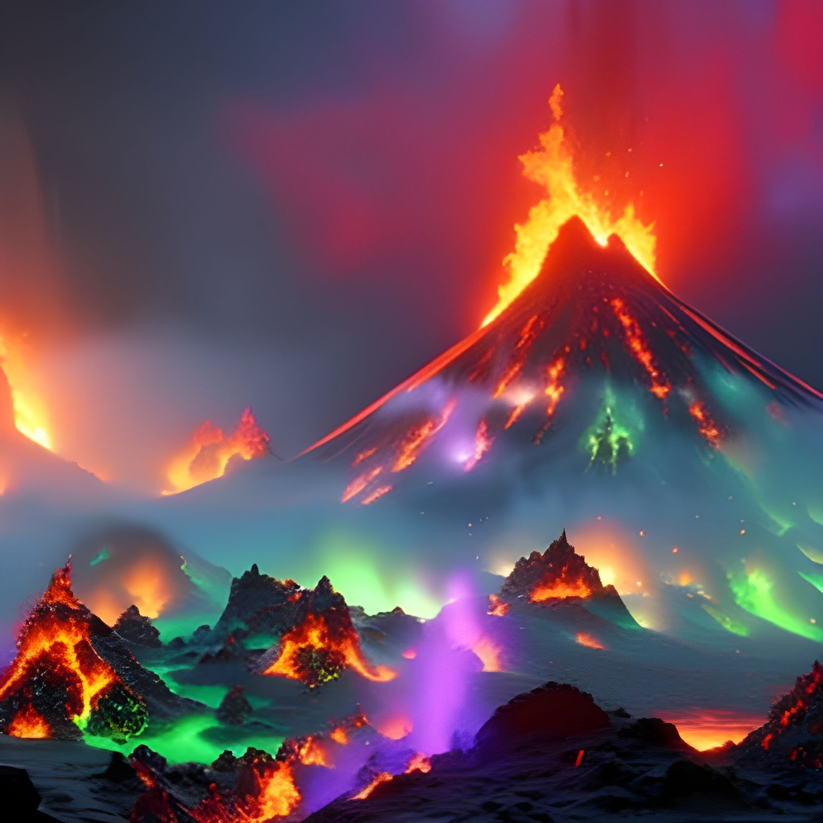 Crystal Volcano Concept Art in 16K Resolution