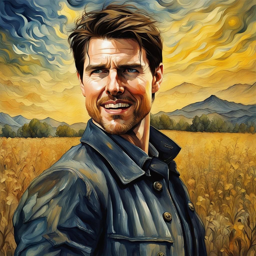 Tom Cruise as Van Gogh Watercolor Portrait