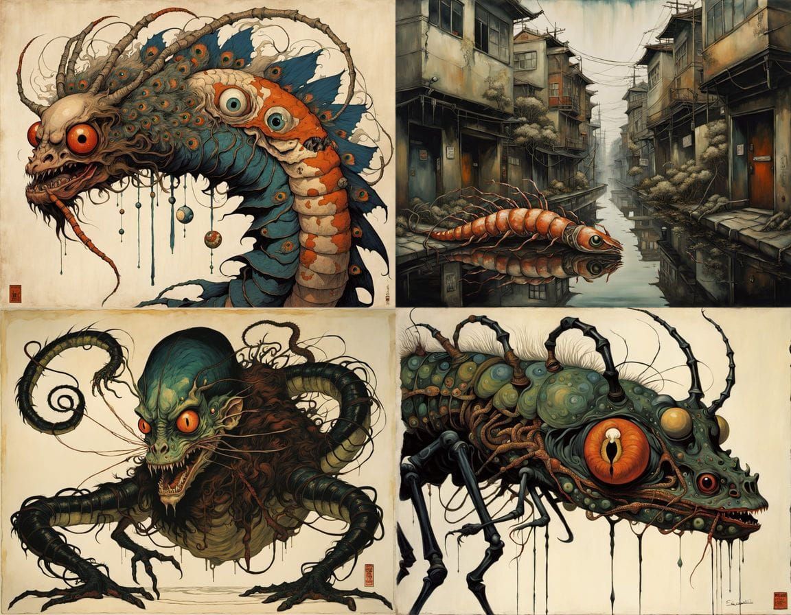 Surreal Mutant Hybrid Creature in Oil Painting Style