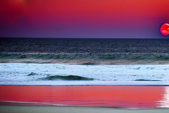 Blood Moon Rising Over a Silent Ocean