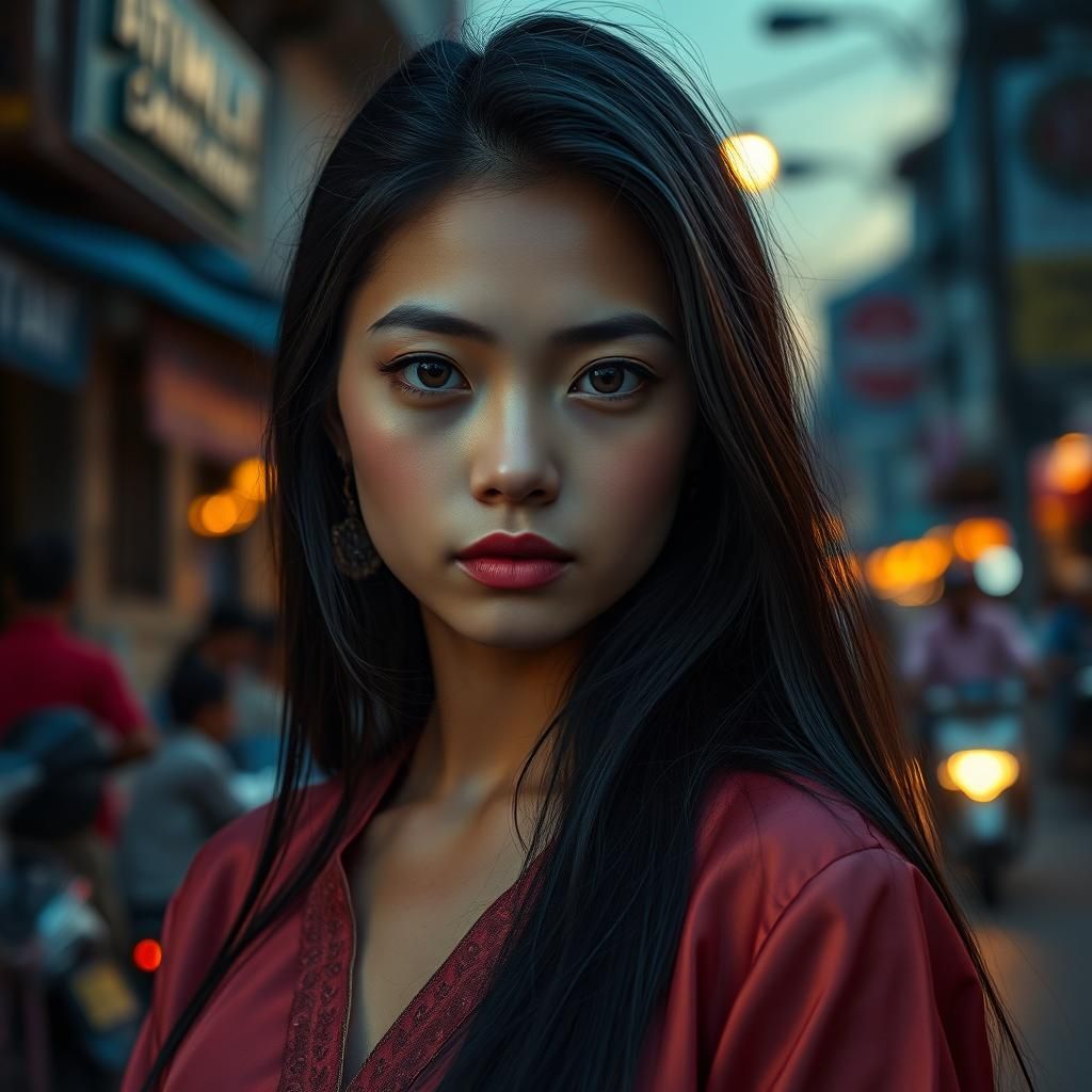 Stunning Thai Woman in Bangkok at Dusk