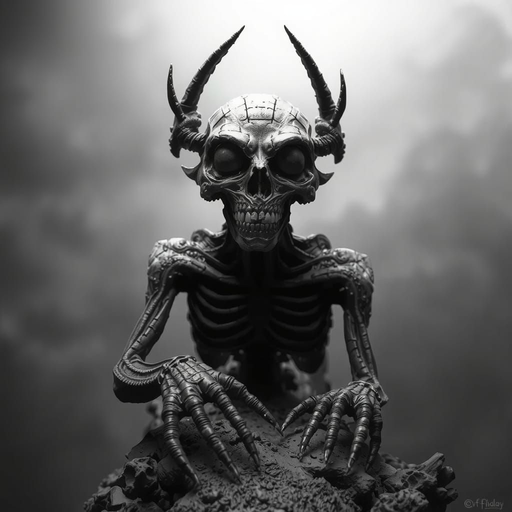 Biomechanical Horror Landscape in H.R. Giger Style