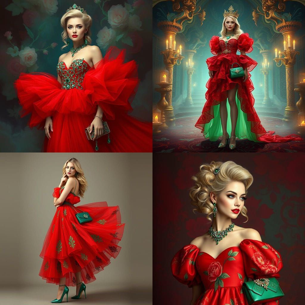 Fantastical Redhead in Emerald Elegance