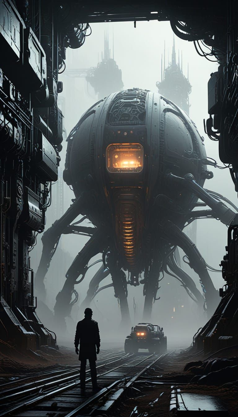 Dystopian Farm Landscape in Cyber-Industrial Style