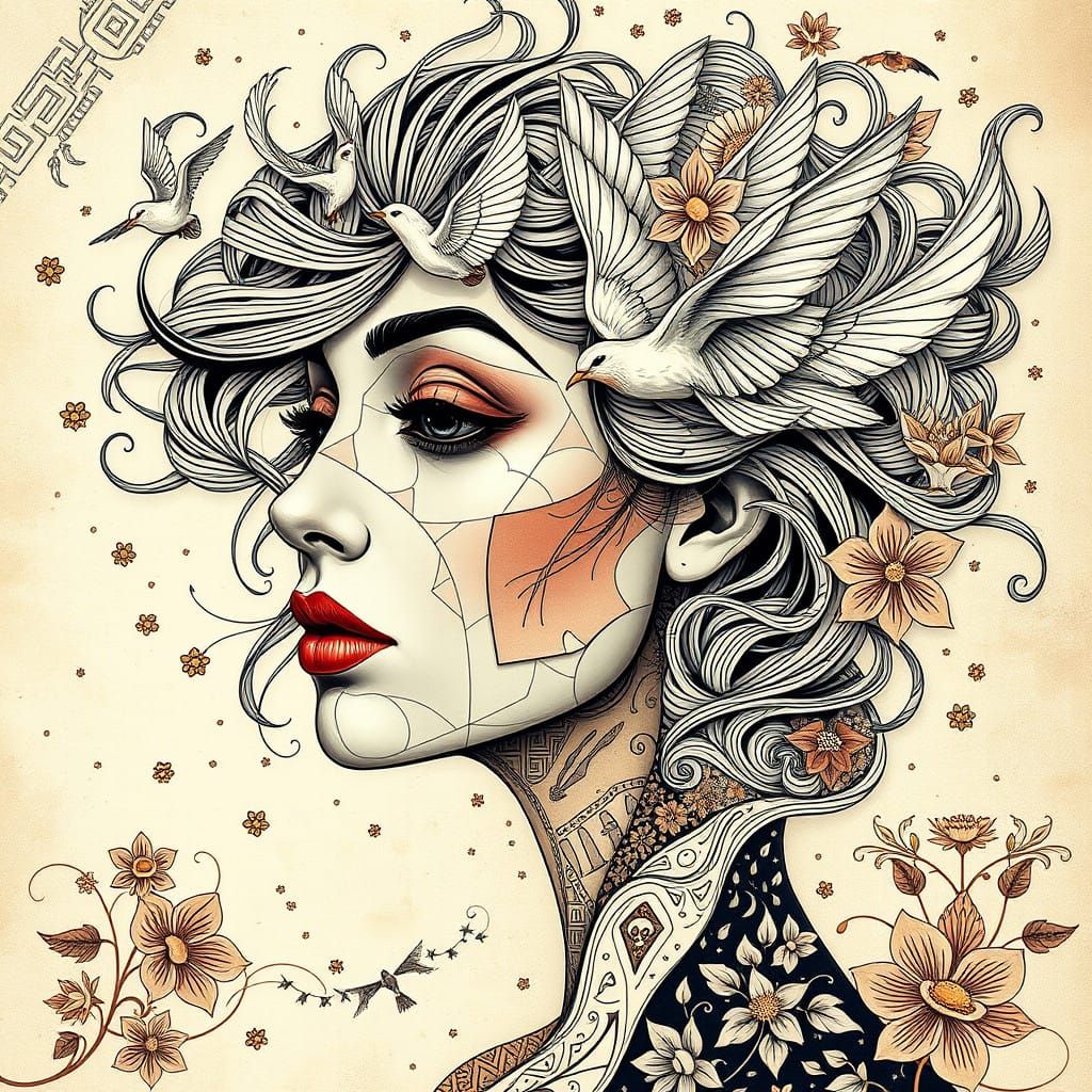 Abstract Cubist Beauty in Vibrant Geometric Shapes