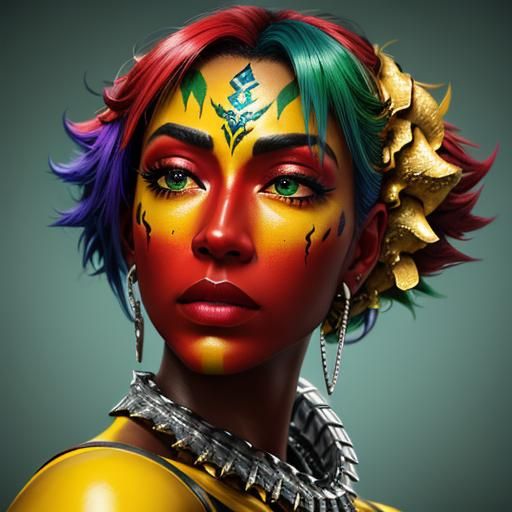 Realistic Skin Portrait in Vibrant Colors