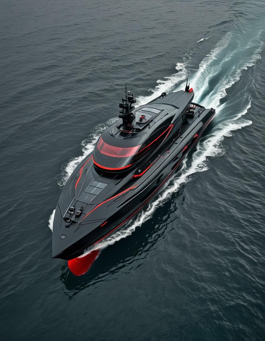 Futuristic Yacht Design on Stormy Ocean: Digital Art