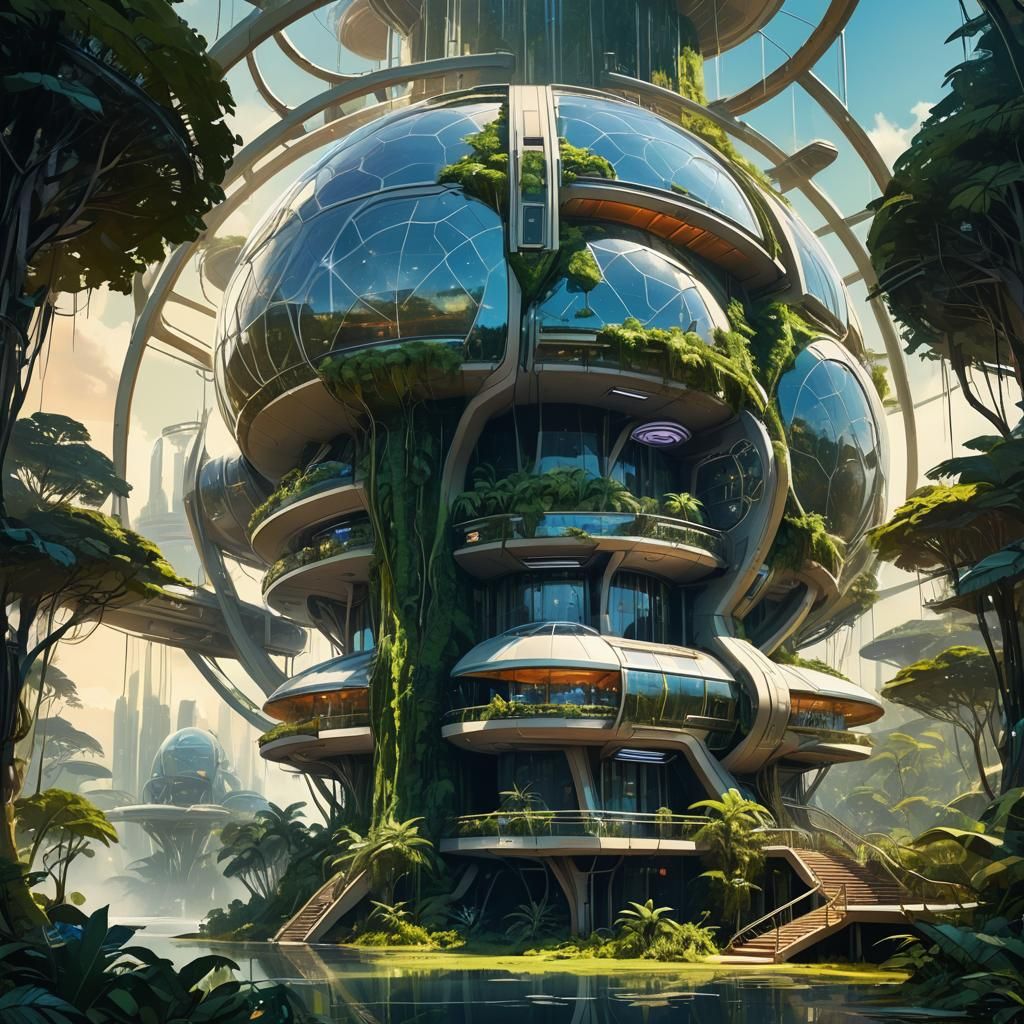 Futuristic Eco-Arcology Research Station in Amazon Rainfores...