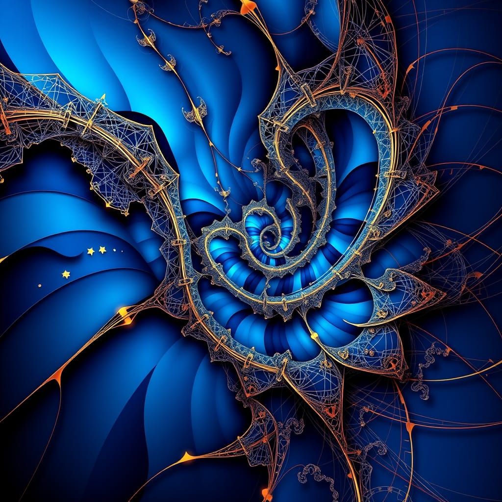 Abstract Vector Fractal Art with Geometric Patterns