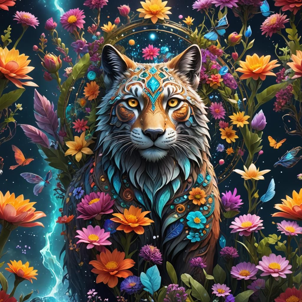 Shamanic Spirit Animals in Illuminated Space