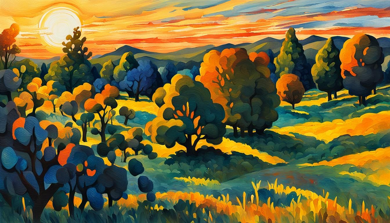 Impressionist Gouache Illustration at Golden Hour