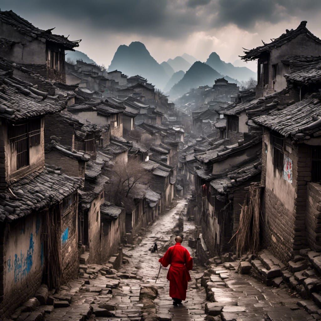 Shaolin Slums in Cyberpunk Style