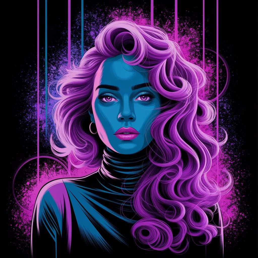 Flaming Purple Dreary Abstract Texture in Retrofuturism Styl...