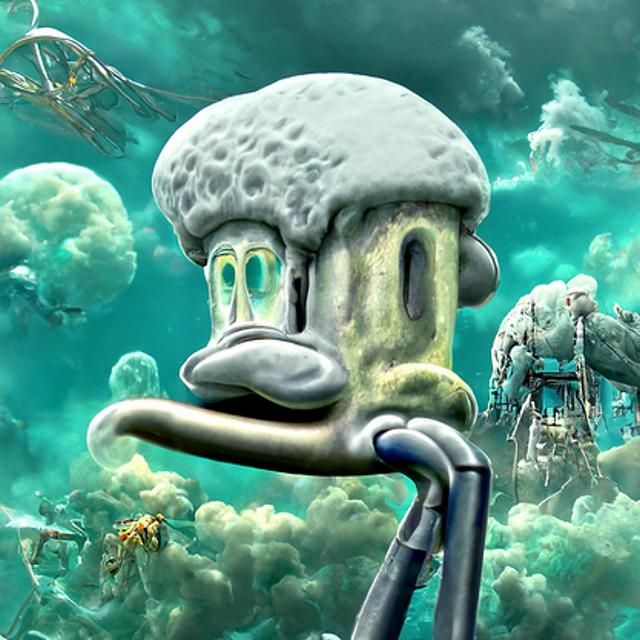 Squidward Flexing: Epic Cinematic Digital Matte Painting