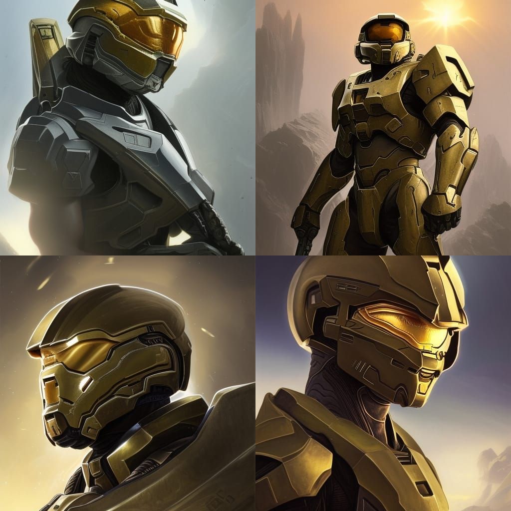 Halo Spartan in Metallic Armor During Eclipse