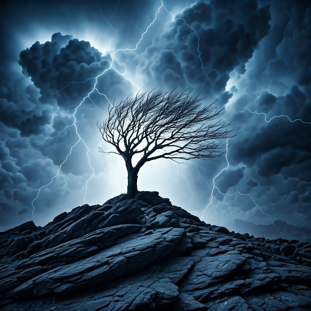 Barren Mount Calvary Landscape in Romantic Era Style