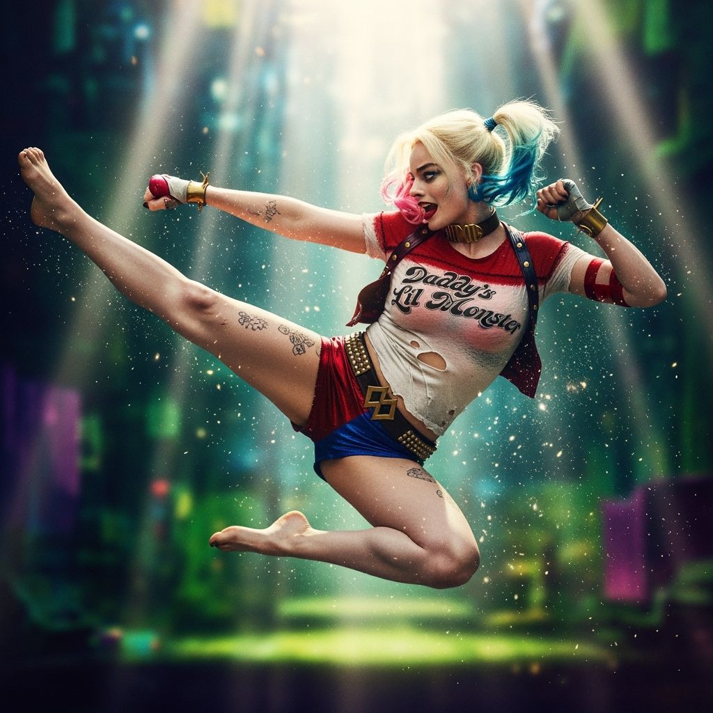 Harley Quinn's Mid-Air Karate Kick