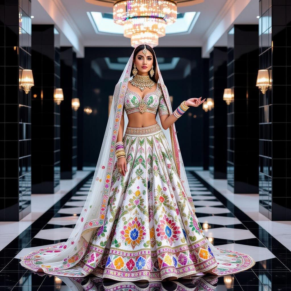 Indian Model Sculpture in Optical Mosaic Glass Style