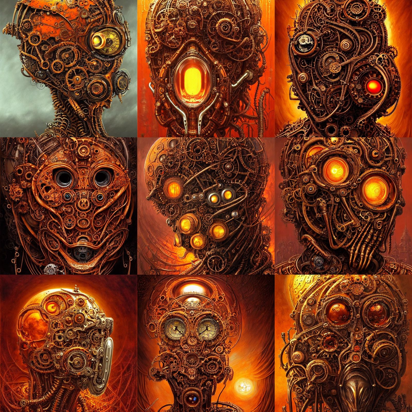 Steampunk Biomechanical Mask in Chrome and Gold