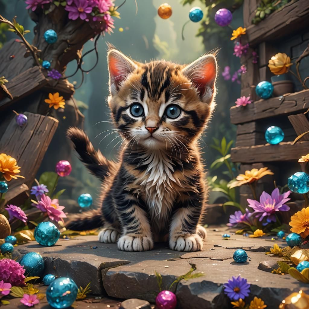Adorable Kitten Fantasy Concept Art in 8k